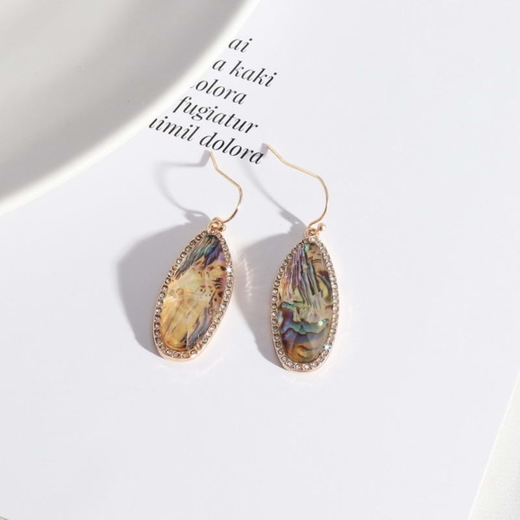 'Kira' Faceted Abalone Drop Gold Hook Earrings - Picture 5 of 7